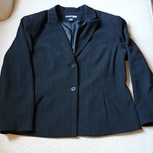 Petite Black Long Sleeve Pin Stripe Career Blazer